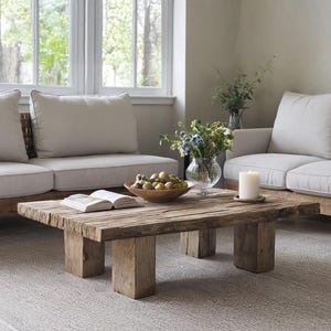 Handcrafted Rustic Wood Coffee Table: Farmhouse Living Room Accent