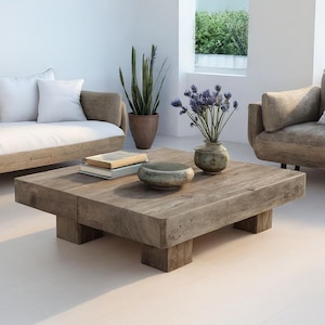 Handcrafted Rustic Wood Coffee Table: Farmhouse Living Room Accent