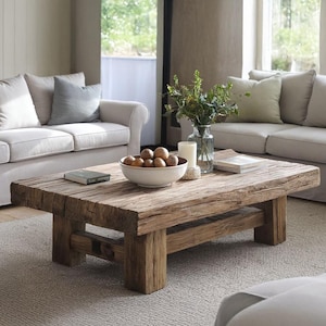 Handcrafted Rustic Wood Coffee Table: Farmhouse Living Room Accent