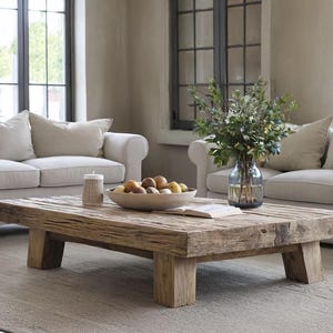 Handcrafted Rustic Wood Coffee Table: Farmhouse Living Room Accent