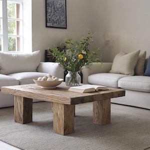 Handcrafted Rustic Wood Coffee Table: Farmhouse Living Room Accent