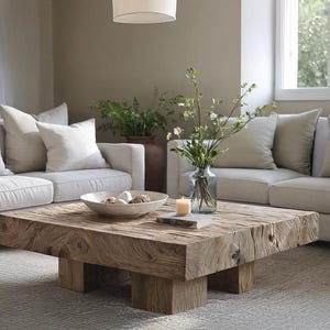 Handcrafted Rustic Wood Coffee Table: Farmhouse Living Room Accent