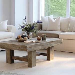 Handcrafted Rustic Wood Coffee Table: Farmhouse Living Room Accent
