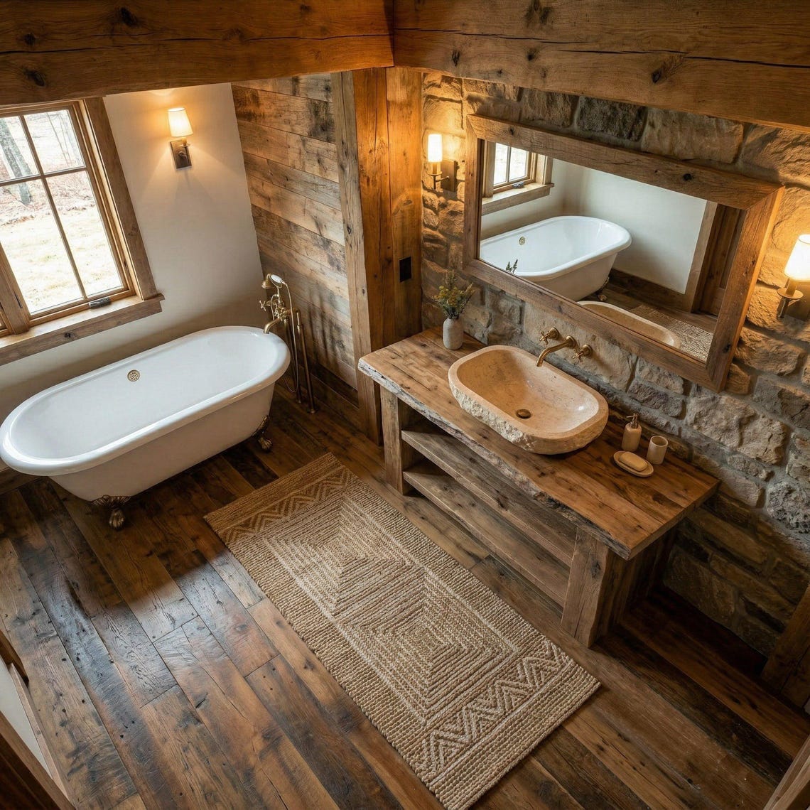 Rustic Style Bathroom Vanity, Solid Wood Handmade Farmhouse, Custom ...