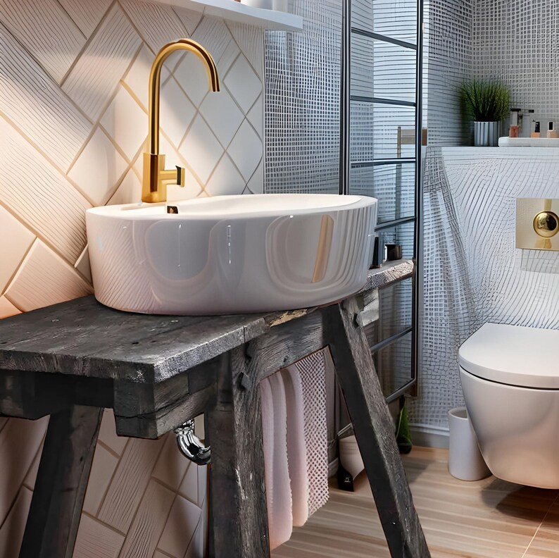 Wooden Rustic Live Edge Bathroom Vanity Farmhouse Decor Reclaimed Old