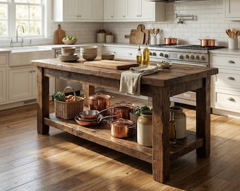 Handmade Rustic Kitchen Island: Rustic Farmhouse Style with Storage