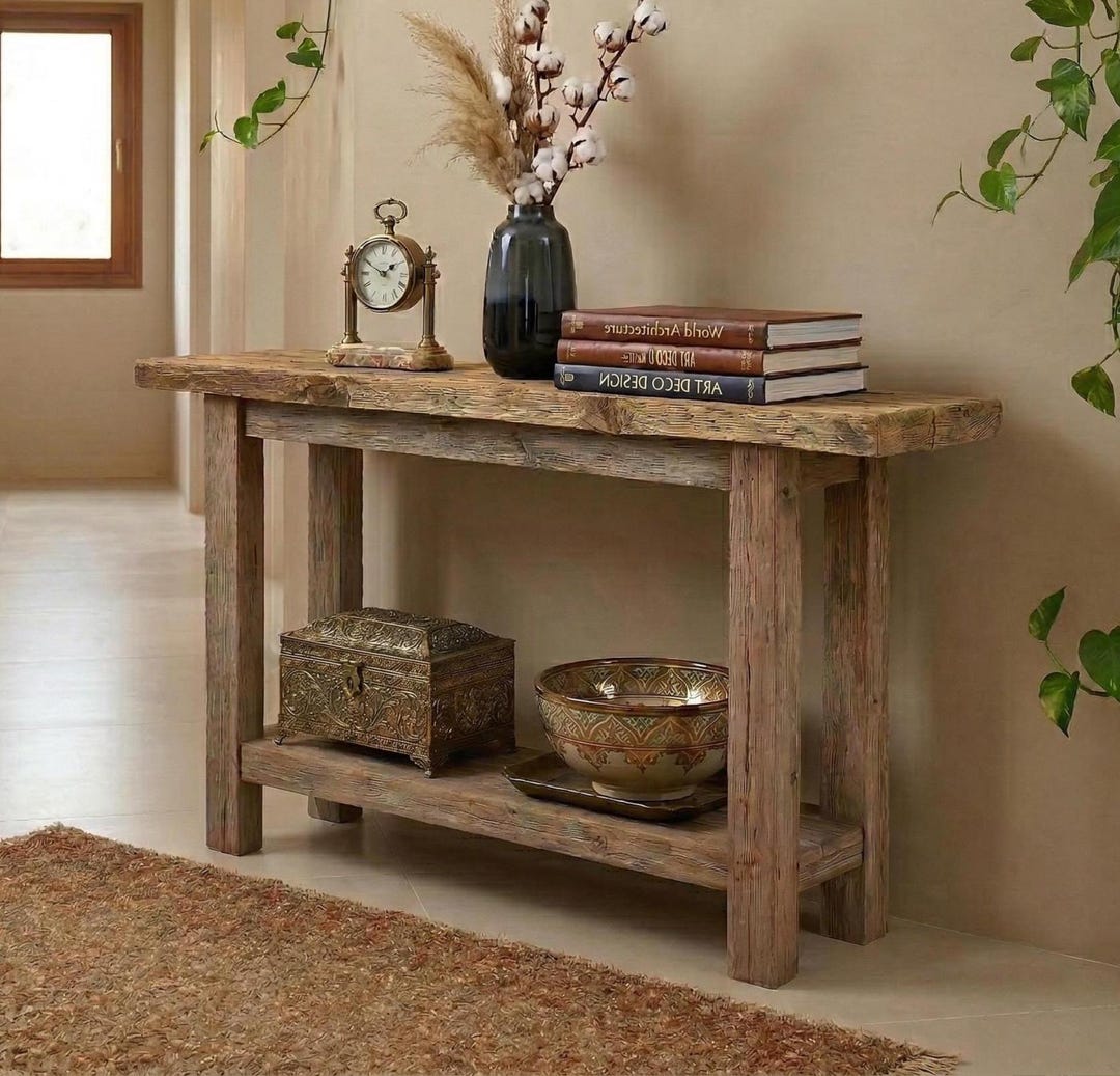 Custom Rustic Console Table – Handmade Solid Wood Entryway, Narrow ...