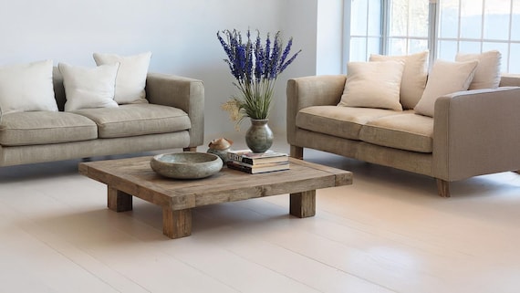 Rustic Wooden Coffee Table – Solid Handmade Farmhouse Decor, Round or Rectangular Living Room Accent