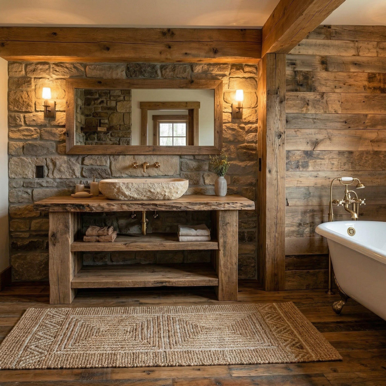 Rustic Style Bathroom Vanity, Solid Wood Handmade Farmhouse, Custom ...