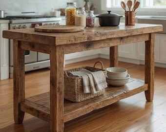 Handmade Rustic Kitchen Island: Rustic Farmhouse Style with Storage