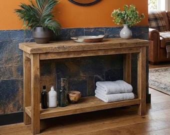 Custom Rustic Console Table – Handmade Solid Wood Entryway, Narrow Hallway Farmhouse Furniture Decor
