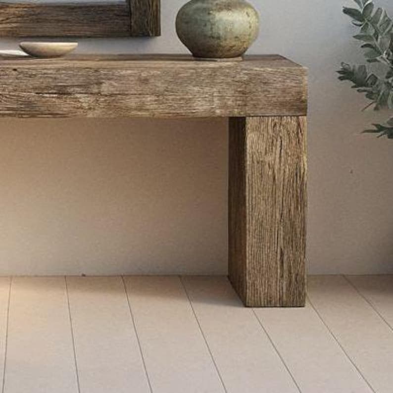 Rustic Live Edge Console Table – Handmade Solid Wood Entryway, Narrow ...