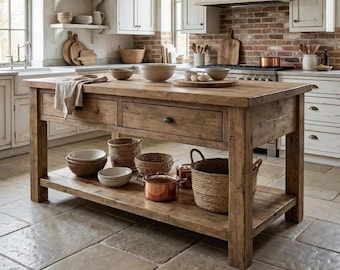 Handmade Rustic Kitchen Island: Rustic Farmhouse Style with Storage