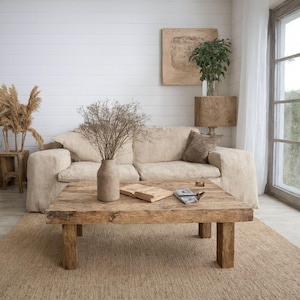 Handcrafted Rustic Wood Coffee Table: Farmhouse Living Room Decor
