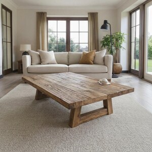 Rustic Wooden Coffee Table – Solid Handmade Farmhouse Decor, Round or ...