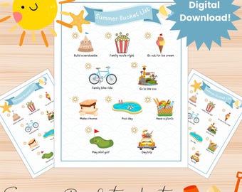 Summer bucket list printable, summer activities for kids, summer bucket list for kids, summer activities checklist, summer to do list