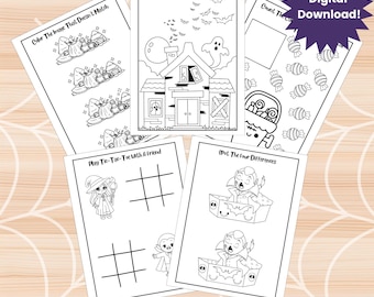 Halloween Activity Pack for Kids: Games, Coloring Pages (PDF Download), Halloween tic tac toe, Halloween games
