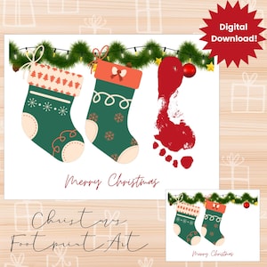 Christmas footprint art, my first Christmas keepsake, Christmas footprint craft for toddler, winter footprint art, December kids activity