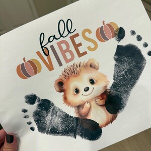 Fall footprint art, fall kids activities, fall footprint keepsake, autumn footprint art, fall infant footprint craft, happy fall footprint image 4