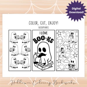Halloween bookmarks printable, Halloween bookmarks, coloring bookmarks for teen, cute ghost bookmarks printable, Halloween activity