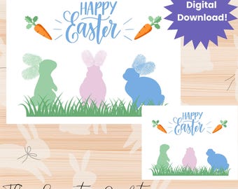 Osterhasen-Fingerabdruck, Oster-Fingerabdruck, Basteln für Kinder, Oster-Handabdruck, Osterhasen-Bastelset für Kinder, Frühlingsaktivitäten für Kleinkinder