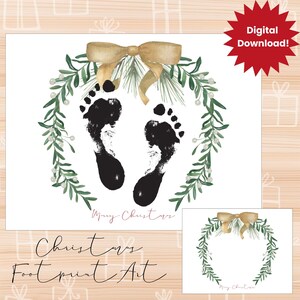 Christmas footprint art, my first Christmas keepsake, Christmas footprint craft for toddler, winter footprint art, December kids activity