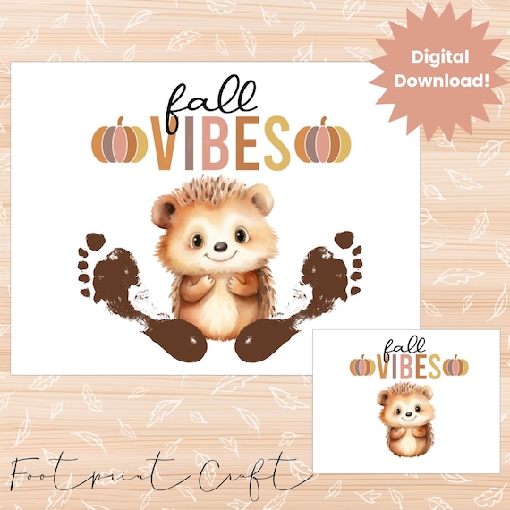 Fall footprint art, fall kids activities, fall footprint keepsake, autumn footprint art, fall infant footprint craft, happy fall footprint