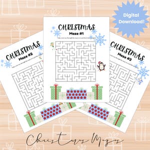 Weihnachtslabyrinth, Weihnachtsaktivität für Kinder, Weihnachtsspiele zum Ausdrucken, Weihnachtsspiele für Kinder, Winterspielpaket, Kinderlabyrinthe