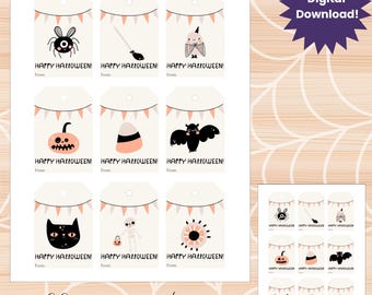 Halloween gift tags digital, Halloween gift tags kids, Halloween tags, Halloween school tag, Halloween tag for favors, Halloween favor tags