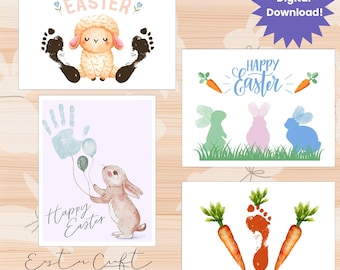 Easter craft for infants, Easter craft bundle, Easter handprint craft, Easter footprint art baby keepsake, Easter toddler craft