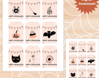 Halloween gift tags digital, Halloween gift tags kids, Halloween tags, Halloween school tag, Halloween tag for favors, Halloween favor tags