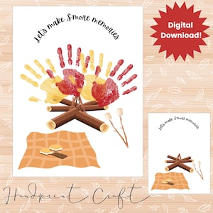 S&#39;more memories, fall handprint craft, autumn handprint craft, fall toddler craft, fall kids activities, printable fall handprint craft