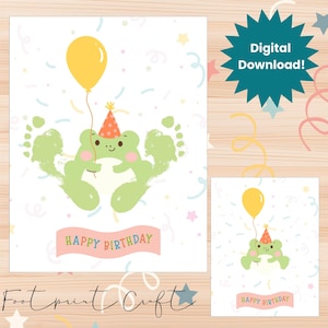 Artisanat d'empreinte d'anniversaire, carte d'empreinte d'anniversaire, art d'empreinte d'anniversaire, carte d'anniversaire de bricolage pour maman, cadeau pour papa de bébé, cadeau pour maman