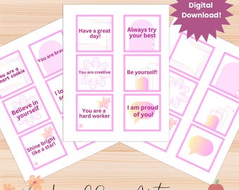 Lunchbox notes for kids, Lunchbox affirmation cards, lunchbox notes positive, school lunchbox notes, printable lunch cards, preschool notes