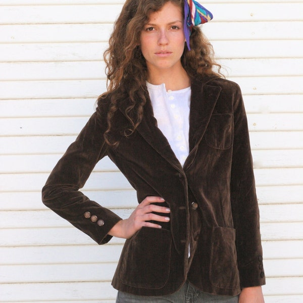 Vintage 70s VELVET CHOCOLATE Blazer M