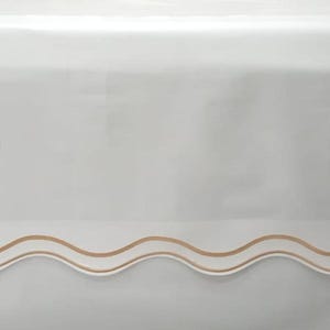 Crib skirt Double Wavy embroidery White 100% Cotton Sateen Crib skirt with split corners; 4-sided skirt fits around the entire crib