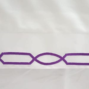Chain embroidery Crib skirt 100% Cotton Sateen Crib skirt with split corners; 4-sided skirt fits around the entire crib