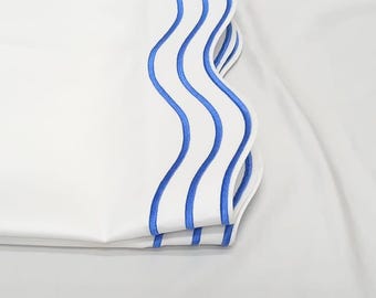 Wavy Embroidery Sheet Set, 400 Thread Count Sateen, 100% Cotton