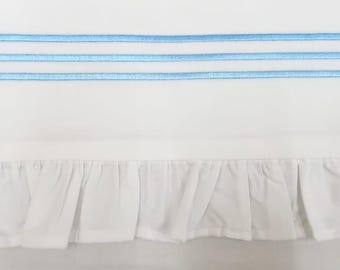 Embroidered Ruffle Bed Skirt, 400 Thread Count Cotton Sateen