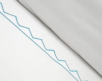 Embroidered Zigzag Cotton Sheet Set: 400 Thread Count