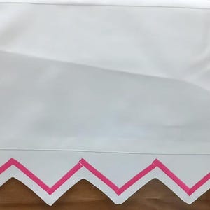Zigzag Embroidery Crib skirt 100% Cotton Sateen Crib skirt with split corners; 4-sided skirt fits around the entire crib