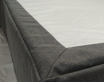 Dark Grey Jute Bed Skirt, Tailored Finish