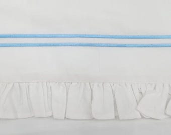 Ruffle Edge Embroidered Bed Skirt: 400 Thread Count Cotton Sateen
