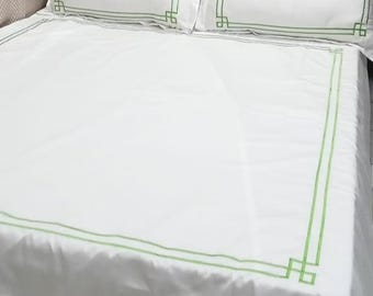 Double embroidery Duvet cover set  400 Thread count white 100% cotton sateen duvet cover set