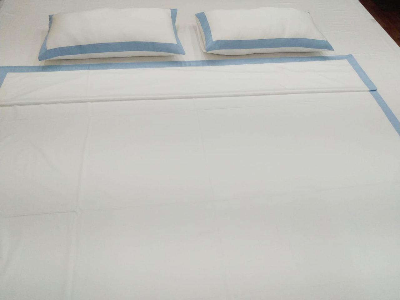 Edge Border Frame Duvetcover Set 400 Thread Count White 100% Cotton ...