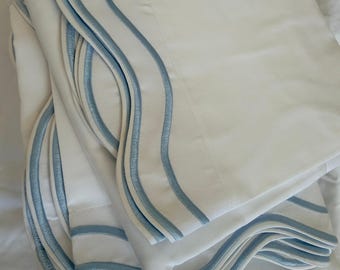 Embroidered Sheet Set: 400 Thread Count, White Cotton Sateen