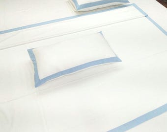Edge Border Frame DuvetCover set 400 Thread count  White 100% cotton sateen Border Frame DuvetCover set