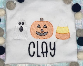 Personalized Halloween Shirt: Ghost, Pumpkin, Candy Corn