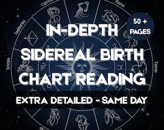 Vedic Astrology Birth Chart Reading - 50+ Pages Detailed Sidereal Birth Report - Sidereal Astrology - Custom Vedic Chart - Natal Chart