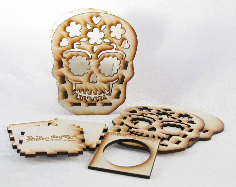 Sugar Skull 4-inch Laser-cut Lantern Kit for LED Tealights image 2